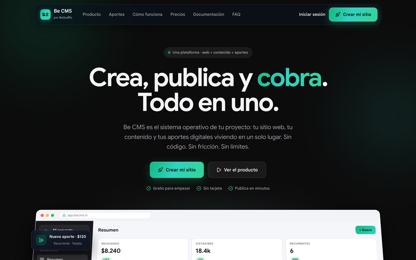 Captura de Be CMS